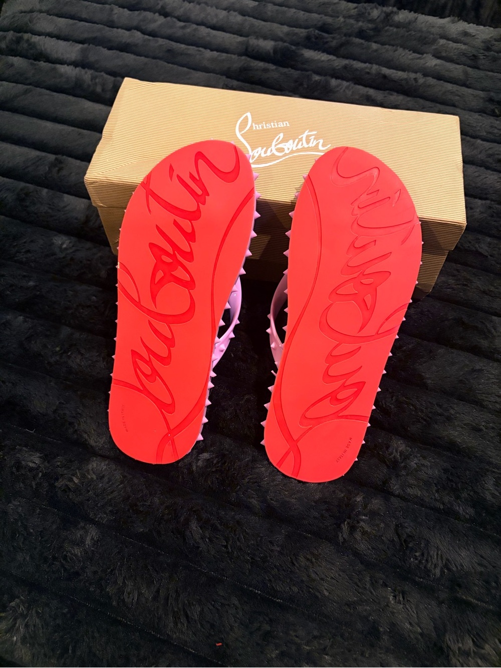 Christian Louboutin Pink Studded Flip Flop Sandals - Size 38 - Picture 6 of 6